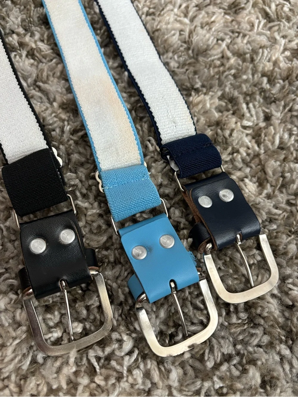 Wilson Men’s Elastic Web Belt — Black, Navy & Light Blue (you get ALL three!)